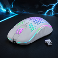 ION STRIKE PM3 gaming mouse white variant top view honeycomb shell