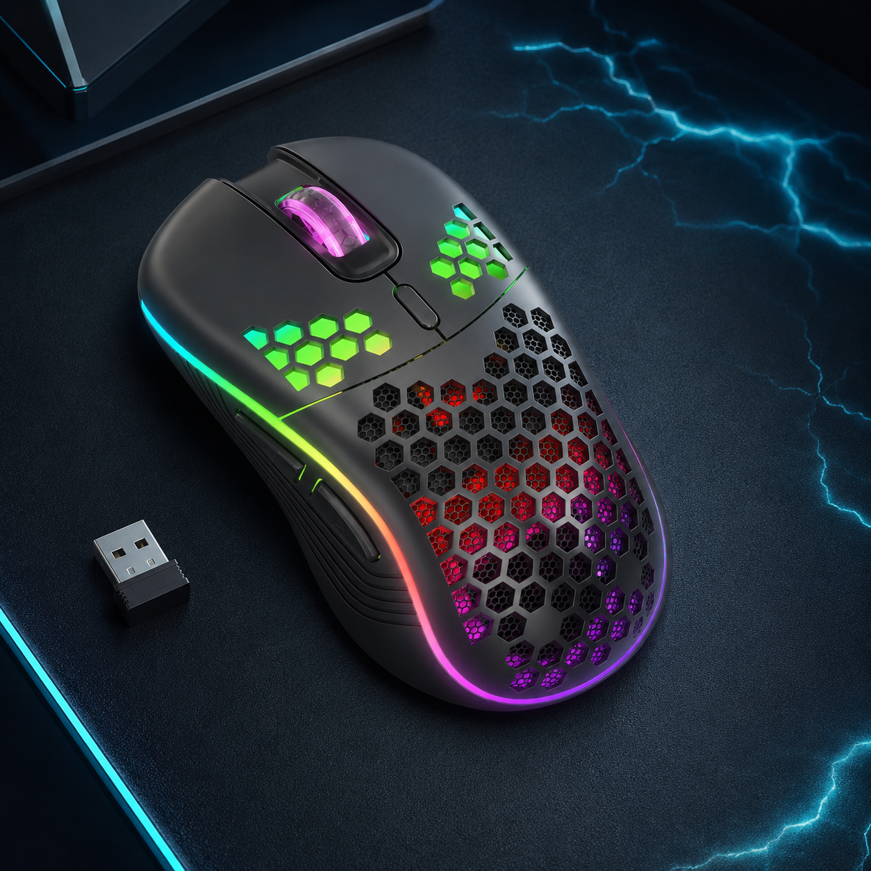 ION STRIKE PM3 mouse bottom view sensor and battery compartment